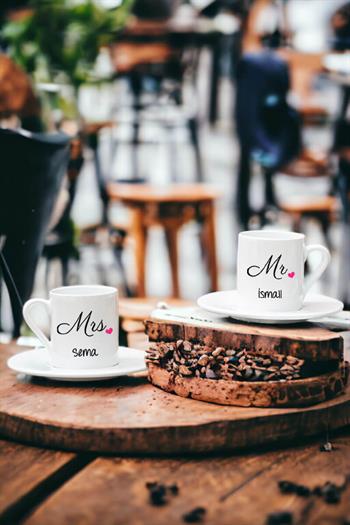 Çiftlere Özel İkili Beyaz Türk Kahvesi Fincanı