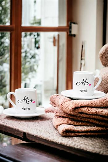 Çiftlere Özel İkili Beyaz Türk Kahvesi Fincanı