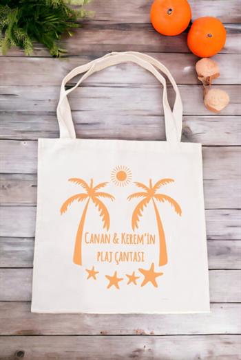 Çiftlere Özel İsimli Plaj Çantası