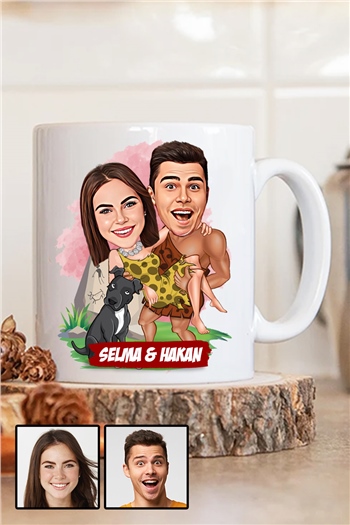 Erkek Sevgiliye Romantik Sevgililer Günü Hediyesi Karikatürlü Beyaz Kupa Bardak