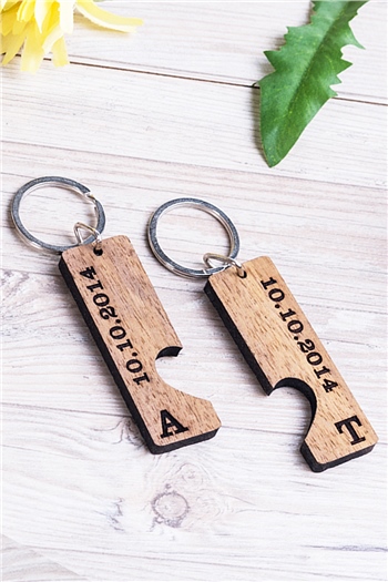 Sevgiliye Hediye Dikdörtgen Tasarım İkili Anahtarlık