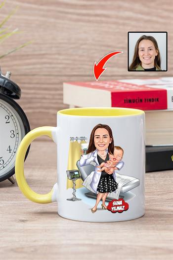 Çocuk Doktoruna Hediye Kişiye Özel Karikatürlü Kupa Bardak