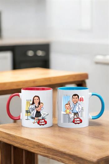 Çocuk Doktoruna Hediye Kişiye Özel Karikatürlü Kupa Bardak