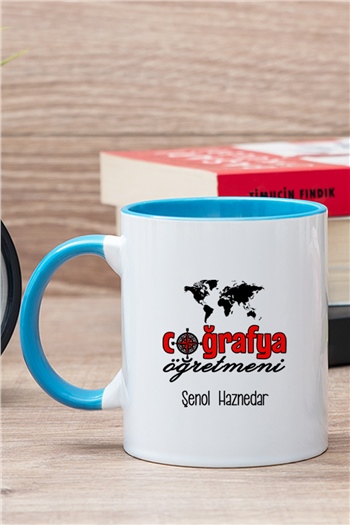 Coğrafya Öğretmeni İçi Renkli Kupa Bardak