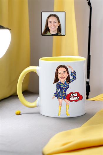 Dansçıya Hediye Kadın Dansçı Karikatürlü Kupa Bardak