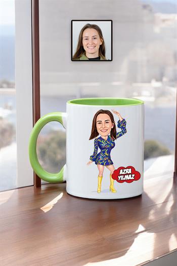 Dansçıya Hediye Kadın Dansçı Karikatürlü Kupa Bardak