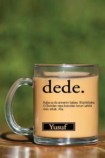 Dedeye Anlamlı Babalar Günü Hediyesi Cam Kahve Kupası