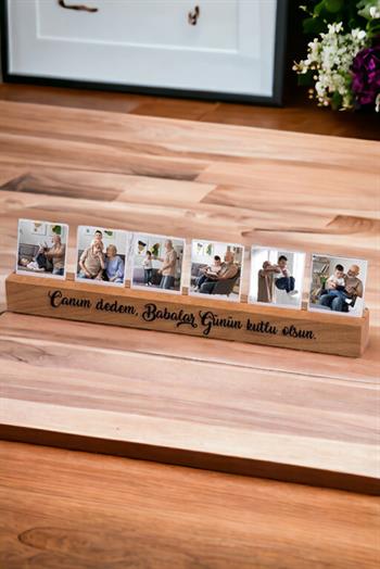 Dedeye Babalar Günü Hediyesi Mesajlı Ahşap Fotoğraf Standı