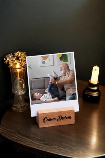 Dedeye Hediye Ahşap Standlı Polaroid Fotoğraf Seti