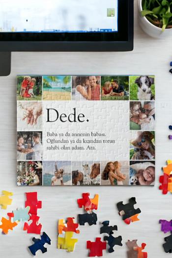 Dedeye Hediye Fotoğraflı Kolaj Tasarım Dikdörtgen Puzzle