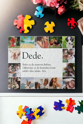 Dedeye Hediye Fotoğraflı Kolaj Tasarım Dikdörtgen Puzzle