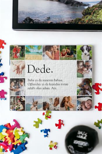 Dedeye Hediye Fotoğraflı Kolaj Tasarım Dikdörtgen Puzzle