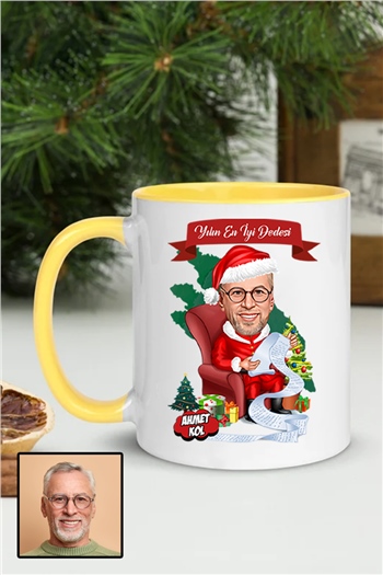 Dedeye Yılbaşı Hediyesi Karikatürlü İçi Renkli Kupa Bardak