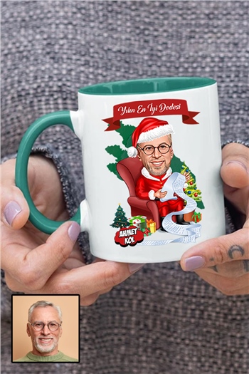 Dedeye Yılbaşı Hediyesi Karikatürlü İçi Renkli Kupa Bardak