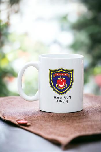 Deniz Kuvvetleri Logolu Beyaz Kupa Bardak