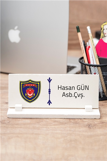 Deniz Kuvvetleri Komutanına Hediye Logolu Taş Masa İsimliği
