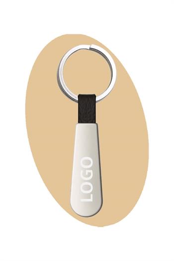 Deri Detaylı Metal Oval Kesim Anahtarlık 0245-PETK