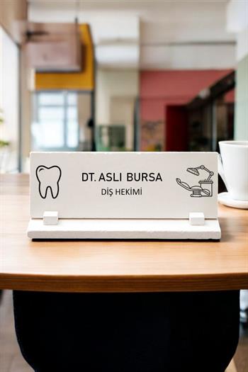 Diş Doktoruna Hediye Doğal Taş Masa İsimliği