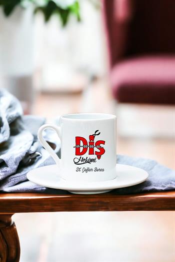 Diş Hekimi Beyaz Türk Kahvesi Fincanı