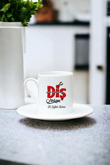 Diş Hekimi Beyaz Türk Kahvesi Fincanı