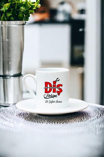 Diş Hekimi Beyaz Türk Kahvesi Fincanı