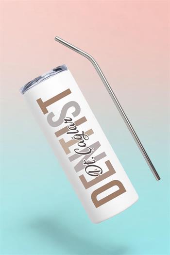 Diş Hekimine Hediye İsme Özel Çelik Pipetli Termos Bardak