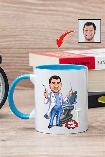 Diş Hekimine Hediye Kişiye Özel Karikatürlü Kupa Bardak