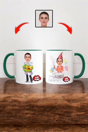 Diyetisyene Doğum Günü Hediyesi Karikatürlü Kupa Bardak
