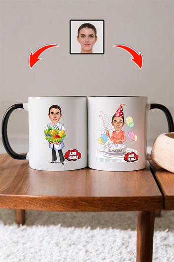 Diyetisyene Doğum Günü Hediyesi Karikatürlü Kupa Bardak