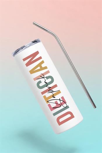 Diyetisyene Hediye İsme Özel Çelik Pipetli Termos Bardak