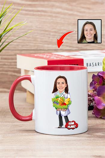 Diyetisyene Hediye Kişiye Özel Karikatürlü Kupa Bardak