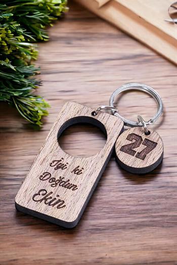 Doğum Günü Hediyesi Lazer Kesim Ahşap Anahtarlık