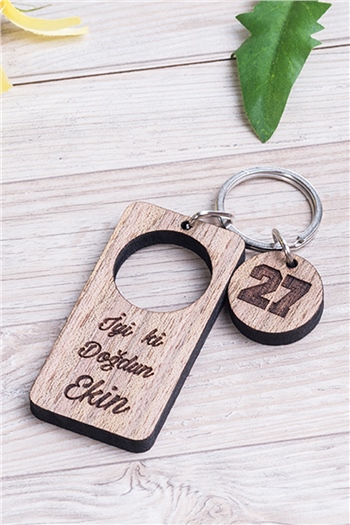 Doğum Günü Hediyesi Lazer Kesim Ahşap Anahtarlık