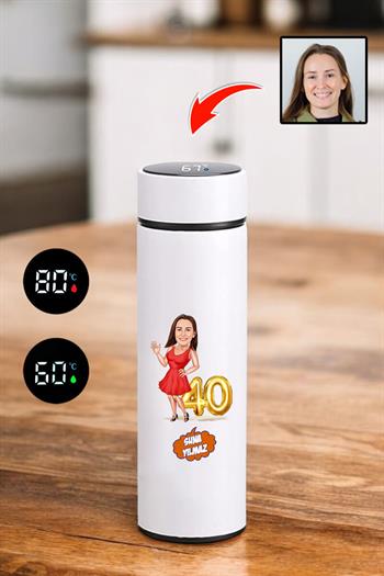 Doğum Günü Hediyesi Karikatürlü Dijital Göstergeli Termos Bardak