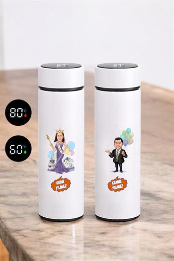 Doğum Günü Hediyesi Karikatürlü Dijital Göstergeli Termos Bardak