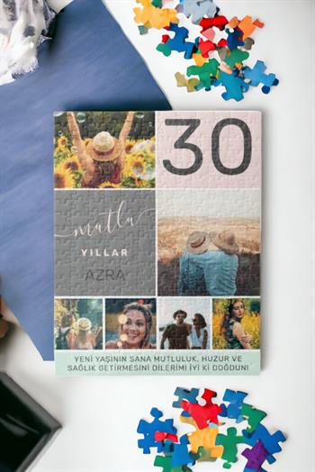 Doğum Günü Hediyesi Mutlu Yıllar Tasarımlı Dikdörtgen Puzzle
