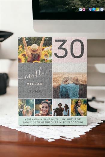 Doğum Günü Hediyesi Mutlu Yıllar Tasarımlı Dikdörtgen Puzzle