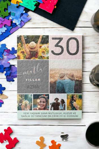 Doğum Günü Hediyesi Mutlu Yıllar Tasarımlı Dikdörtgen Puzzle