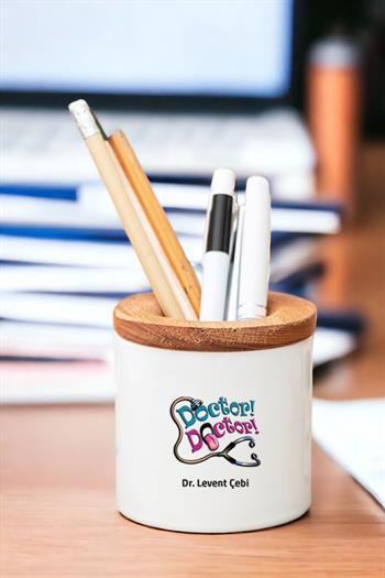 Doktor Doktor Ahşap Kapaklı Kalemlik
