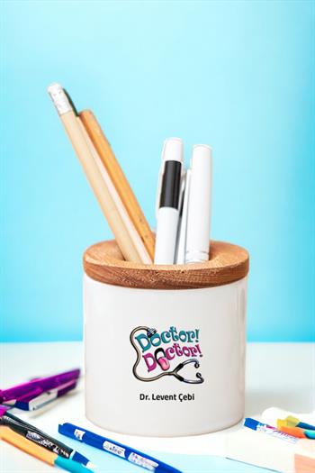Doktor Doktor Ahşap Kapaklı Kalemlik