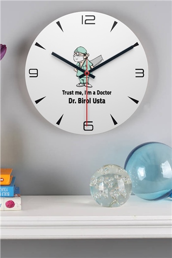 Doktor Esprili Ahşap Duvar Saati