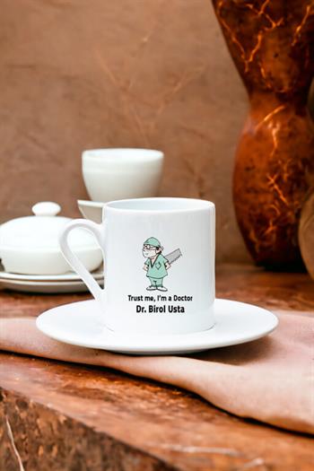 Doktor Esprili Beyaz Türk Kahvesi Fincanı