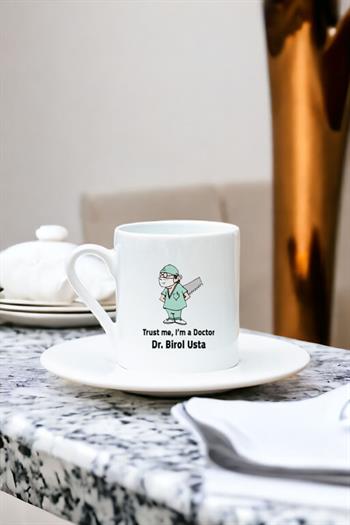 Doktor Esprili Beyaz Türk Kahvesi Fincanı