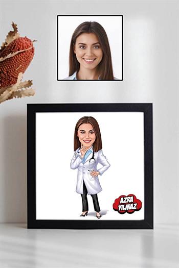 Doktor Ofisine Hediye Karikatürlü Kare Çerçeve