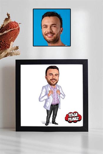 Doktor Sevgiliye Hediye Karikatürlü Kare Çerçeve
