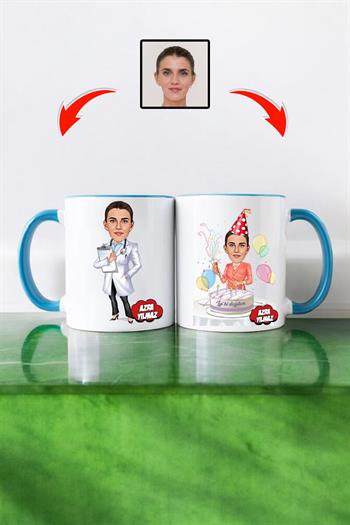 Doktora Doğum Günü Hediyesi Kadın Doktor Karikatürlü Kupa Bardak