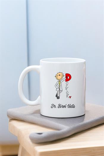 Doktora Hediye Doktor Karikatürü Beyaz Kupa Bardak