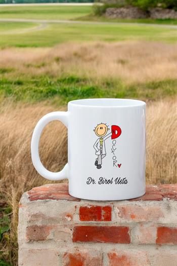 Doktora Hediye Doktor Karikatürü Beyaz Kupa Bardak