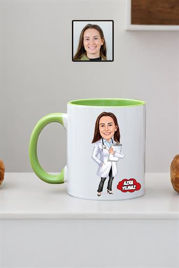 Doktora Teşekkür Hediyesi Karikatürlü Kupa Bardak