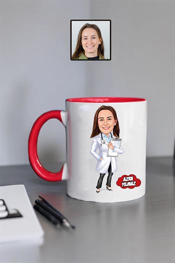 Doktora Teşekkür Hediyesi Karikatürlü Kupa Bardak